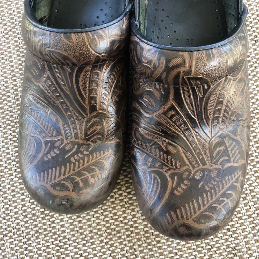 Dansko Brown Patterned Clogs - Picture 2 of 9